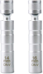 14mm&16mm Magnetic Swivel Spark Plug Socket, Thin Wall Magnetic Rotating 3/8" Drive 12 Point Standard Spark Plug Socket Removal Tool 360-degree Rotation for Maximum Flexibility