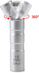 14mm&16mm Magnetic Swivel Spark Plug Socket, Thin Wall Magnetic Rotating 3/8" Drive 12 Point Standard Spark Plug Socket Removal Tool 360-degree Rotation for Maximum Flexibility