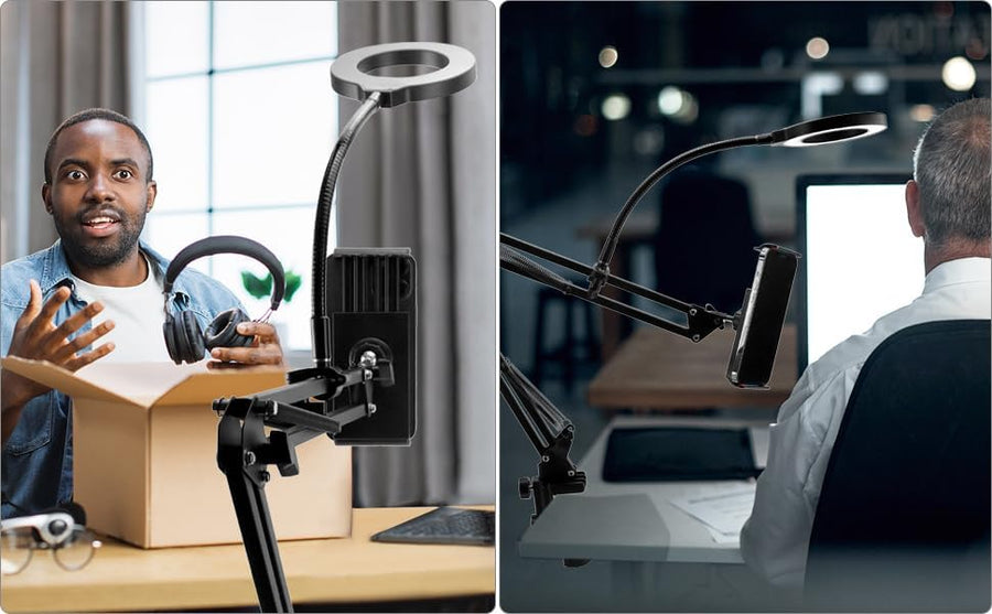 Universal Desk C-Clamp with 1/2" Thread Hole, 4 Pack Adjustable Metal Mounting Table Clamp, Desk Light Clamp Mount Holder for Swing Arm Magnifying Desk Lamp Microphone Camera