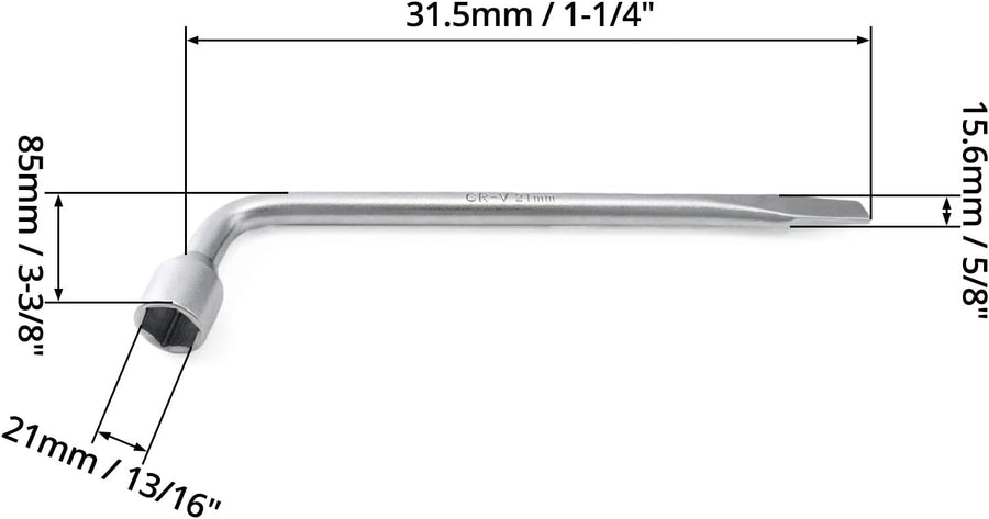 Car Spare Tire Lug Wrench for Jack, 13/16" High Carbon Steel L-shaped Tire Replacement Tool L Type Strong Hexagon Slotted End Socket Wrench
