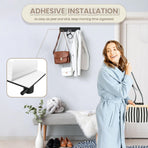 Magnetic Key Holder Wall Mount, Metal Adhesive Key Hanger with 3 Hooks, No Drilling, 2 Mount Options, Black, Small