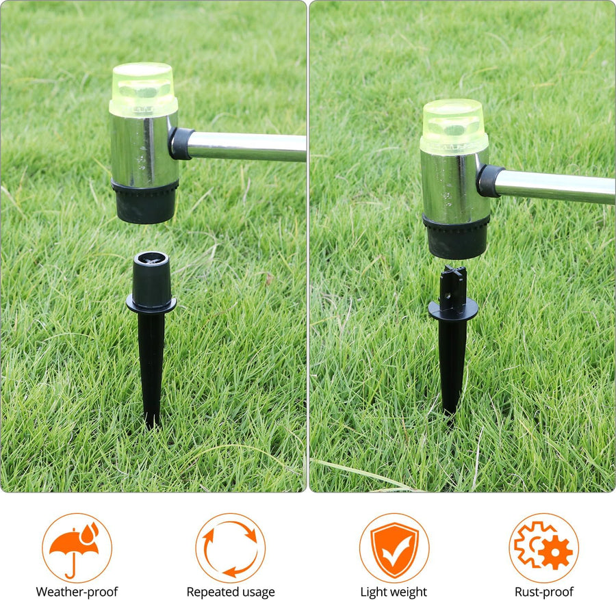Metal Stakes Solar Lights Replacement Spike, 8 Pack Reinforced Ground Stakes, Replacement Nails for Garden Lights Landscape Pathway Patio Lamps Pole, 0.78x5.36 inches Outdoor Ground Stake