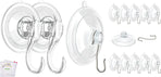 2 Pcs Large Suction Cup Hooks 12 Pcs Small Suction Cup with Metal Hooks