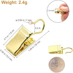 Small Curtain Clips Gold - 100 Pack Stainless Steel Curtain Hooks for Hanging Party String Lights Indoor, Art Crafts, Christmas Wedding Decoration (Light Gold)