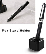 Single Pen Stand Holder, Black Metal Pen Base Stand for Desk Fountain Pen, Toothbrush Brush, Students and Office