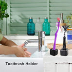 Single Pen Stand Holder, Black Metal Pen Base Stand for Desk Fountain Pen, Toothbrush Brush, Students and Office