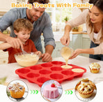 12 Cups Silicone Muffin Pan - Nonstick Cupcake Pan 1 Pack Regular Size Silicone Mold for Baking