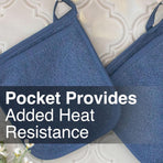 Terry Pocket Mitt & Hot Pad: Unparalleled Heat Resistant, Durable 100% Cotton – Ergonomically Designed for Optimal Grip – Easy-Care Machine Washable – 2-Pack, Federal Blue