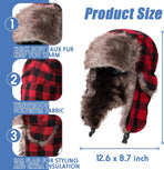 2 Pcs Buffalo Plaid Trapper Hats for Men Lumberjack Hat Ear Flap, Winter Xmas Warm Ushanka Cap Unisexs (Conventional Color)