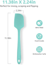 Heat Resistant Silicone Large Spatula:  600ºF High Heat Flexible 11.38in Silicon Mixing Stirring Cooking Scraping Baking Bowl Scraper Seamless Spreader for Kitchen Nonstick Cookware (Aqua Sky)