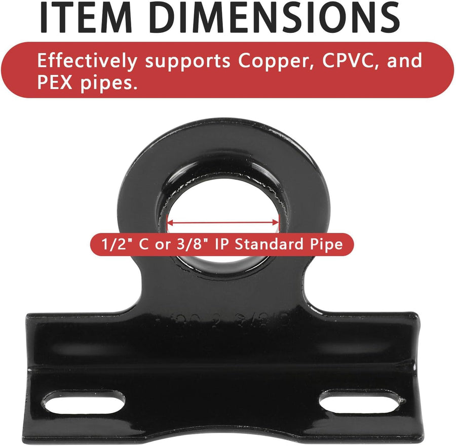 (Pack of 10)  Metal Made Pipe Stay Hanger for 3/8 Inch IP Standard Pipe or 1/2 Inch Copper, CPVC & PEX Pipes - Universal Pipe Support Bracket,(ACC011)