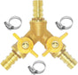3 Way Shut Off Ball Valve, 3/8" Hose Barb 2 Switch Brass Y Shaped Valve