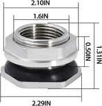 1" Female Bulkhead Water Tank Connector Stainless Steel Thru-bulk Fitting