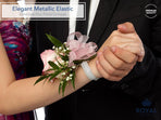 Silver/White Corsage Wrist Bands, Elastic Wristlets for Wedding Prom Flowers, Bulk Pack of 12