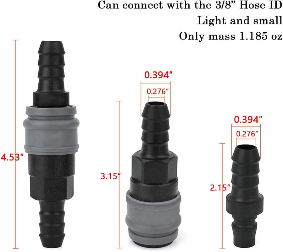 Quick Disconnect Set, Air Hose Fitting Quick Connect Coupler, 3/8" Barb Hose, Air Compressor Accessories Fitting, Industrial Type C