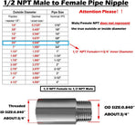 Stainless Steel Pipe Fittings, 1/2" NPT Male x 1/2" NPT Female Threaded, 2" Length Nipple Cast Pipe (Pack of 2)