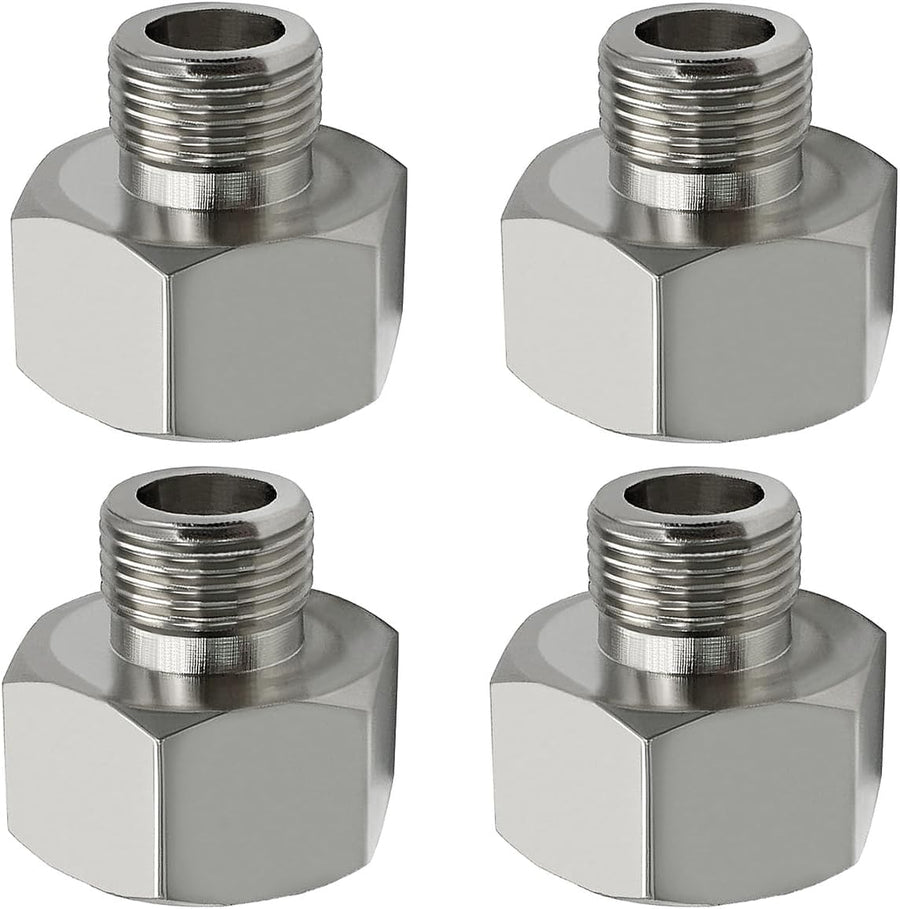 Brass Water Line Adapter 1/2" Female to 3/8" Male Reducer Hose Pipe Compression Fitting Kitchen Bathroom Faucet Supply Hose, Stop Valve Adapter, Pipe Connector With Rubber Washer(Pack of 4)