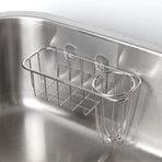 3-in-1 Sponge Holder for Kitchen Sink with Dish Brush Holder, Stainless Steel Caddy for Soap, Scrubber, No Drill and Rustproof, Silver