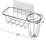 3-in-1 Sponge Holder for Kitchen Sink with Dish Brush Holder, Stainless Steel Caddy for Soap, Scrubber, No Drill and Rustproof, Silver
