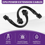 2 Pack CPU 8 Pin ATX Power Extension Cable, EPS 8 PIN Male (4+4) to 8 PIN Female Power Extension Cable for Motherboard, 9 Inch