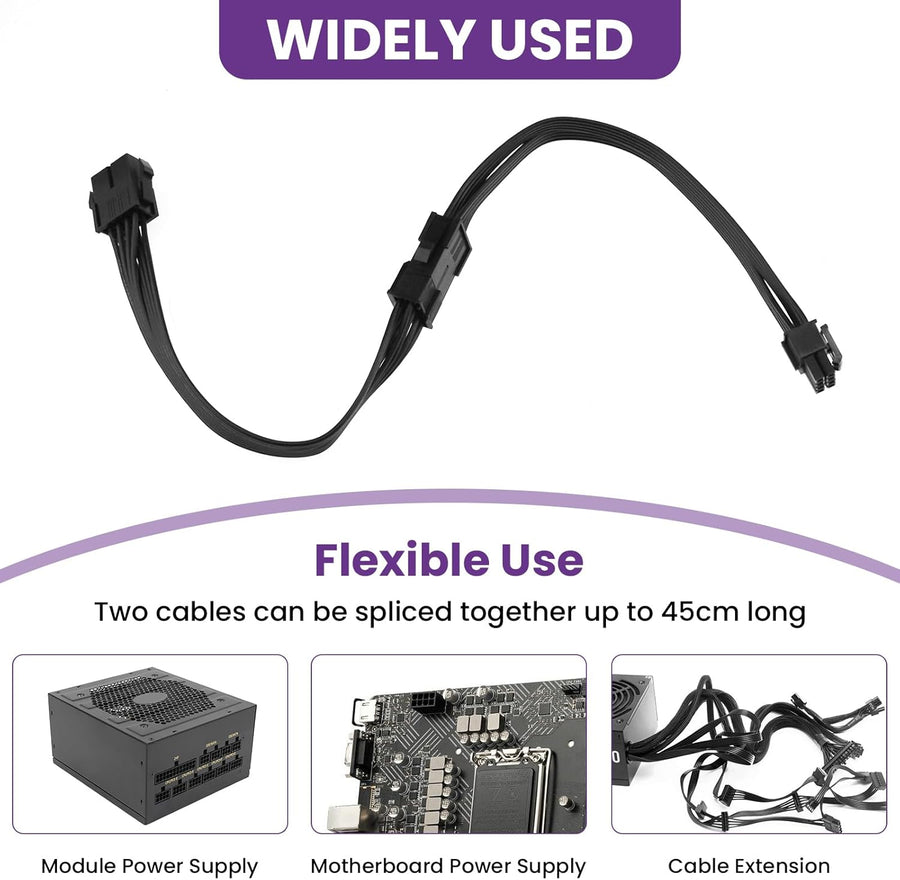 2 Pack CPU 8 Pin ATX Power Extension Cable, EPS 8 PIN Male (4+4) to 8 PIN Female Power Extension Cable for Motherboard, 9 Inch