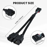 2Pcs Motherboard 9 Pin USB 2.0 to Dual 9 Pin Extension Splitter, USB 2.0 Header Splitter Nylon Braided Cable for PC Computer Internal Motherboard USB Hub, Black