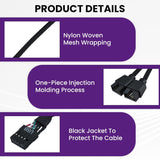 2Pcs Motherboard 9 Pin USB 2.0 to Dual 9 Pin Extension Splitter, USB 2.0 Header Splitter Nylon Braided Cable for PC Computer Internal Motherboard USB Hub, Black