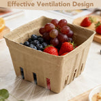 45 Pack Natural Pulp Fiber Berry Baskets, 4.3x4.3x2.7 Inch Molded Produce Vented Basket Fruit Tray for Strawberry Blueberry Raspberry Fruit Vegetable Farmer Market Grocery
