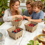 45 Pack Natural Pulp Fiber Berry Baskets, 4.3x4.3x2.7 Inch Molded Produce Vented Basket Fruit Tray for Strawberry Blueberry Raspberry Fruit Vegetable Farmer Market Grocery