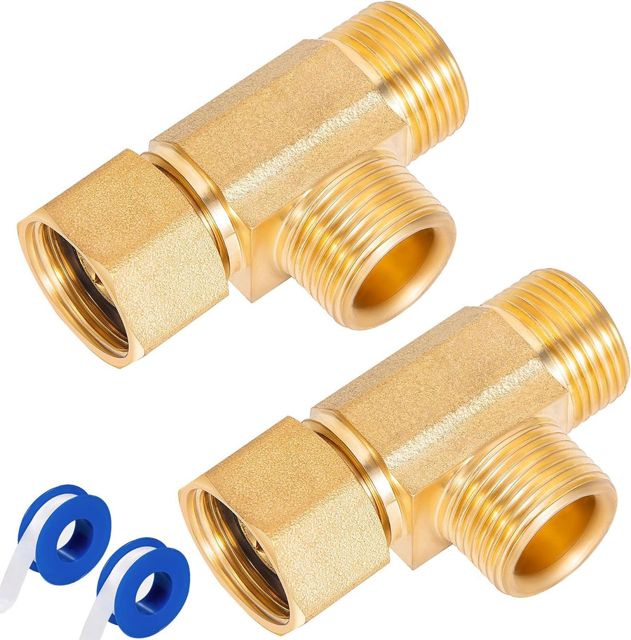 Lead-Free Brass Angle Stop Add-A-Tee Valve,3/8-Inch Compression Inlet X 3/8-Inch Com Outlet X 3/8-Inch Compression Outlet 2 Pack