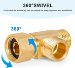 Lead-Free Brass Angle Stop Add-A-Tee Valve,3/8-Inch Compression Inlet X 3/8-Inch Com Outlet X 3/8-Inch Compression Outlet 2 Pack
