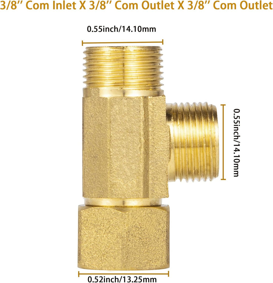 Lead-Free Brass Angle Stop Add-A-Tee Valve,3/8-Inch Compression Inlet X 3/8-Inch Com Outlet X 3/8-Inch Compression Outlet 2 Pack