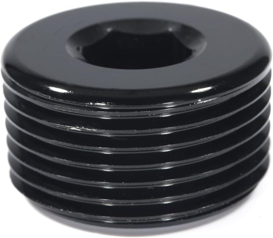 3/4 NPT Male Thread Allen Head Socket Pipe Plug Fitting Aluminum Black（2pcs）