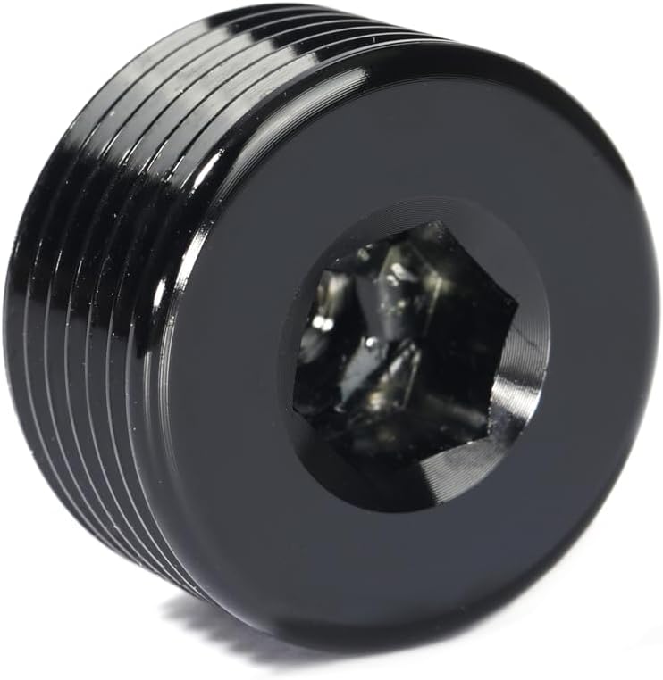 3/4 NPT Male Thread Allen Head Socket Pipe Plug Fitting Aluminum Black（2pcs）