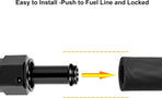 6AN Female to 3/8 Barb Fitting Adapter Straight Swivel Aluminum, Adapters Straight Black Anodized 2PCS