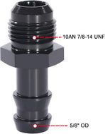 10AN Male Flare to 5/8 Hose Barb Straight Fitting Adapter Aluminum Black， Push Hose Barb Fitting Adapter