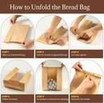 100 Pack Paper Bread Bags for Homemade, Bread Bags with Window for Sourdough Bread Storage, 13.7x8.3x3.5 Inch, Includes Seal Stickers