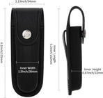 Pocket Knife Sheath, 5" Folding Pocket EDC Knife Case, Portable Pouch Knife Leather Holster with Snap Closure and Belt Loop, Accessory for Outdoor Climbing, Camping, Cycling and Hiking, Black