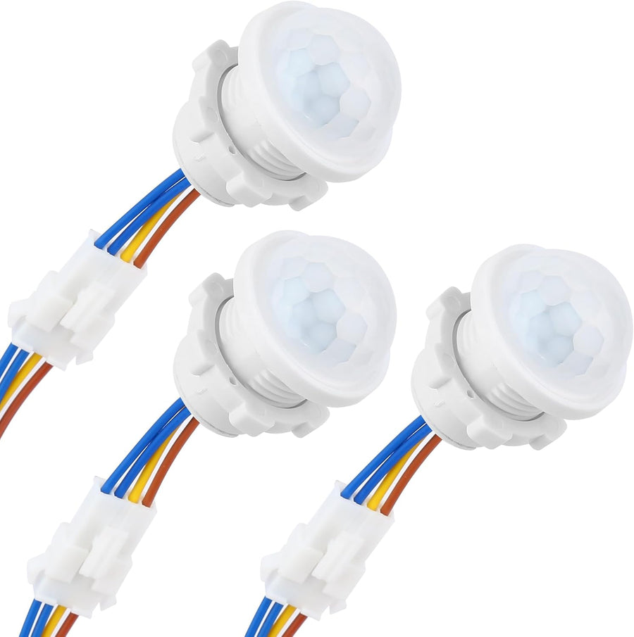 3-Pack Motion Sensor Light Switch, PIR Infrared Sensor, 30S Time Delay, Smart Detection for LED, Bulb and Other Existing Light, Ceiling & Wall Mount, Automatic Light Control, 85-265V, 40W