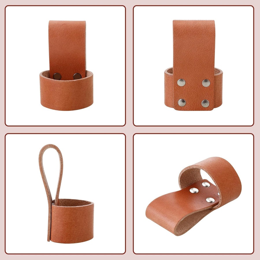 2 Pack Premium Leather Hammer Holster With Belt Loop, Multi-tool Holder, Small Hatchet Carrier, Brown
