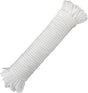 Nylon Rope - 100 Ft White Nylon String, 1/4 Inch Solid Braided Rope, Thick Washing Line for Multi-Purpose Tie Down, Clothesline, Gardening, Craft Projects