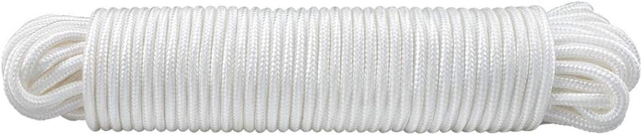 Nylon Rope - 100 Ft White Nylon String, 1/4 Inch Solid Braided Rope, Thick Washing Line for Multi-Purpose Tie Down, Clothesline, Gardening, Craft Projects
