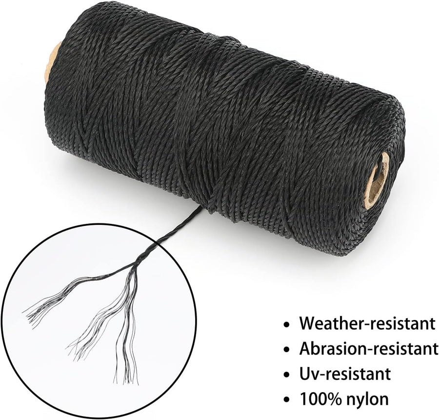 426 Feet Black Nylon Twine #36 Mason Nylon String Line, Gardening Nylon String, Durable Twisted Construction String Building Line for Climbing Plants, Gardening, Crafting