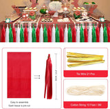 21Pcs Tassel Christmas Garland Paper Tassel Garland Banner, Green Red and White DIY Tassel Christmas Garland Decor Christmas Tree Mantle Office Window Door Indoor - Side View