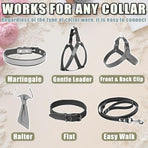 2 Pack Dog Safety Collar Clips Adjustable Collar Backup Clip Connector Reflective Double Ended Clasp Leash Pet Harness Connector for Running and Hiking Training Helps Reduce Neck Strain