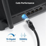 10Gbps Snagless Cat 6 Ethernet Cable - 20ft, Cat 6 Cable, Cat6 Cord, Ethernet Cord, Black