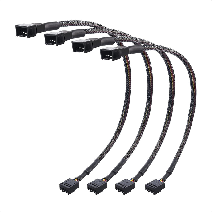 4-Pack, PWM 4 Pin Fan Extension Cable - 12 inches, PC Fan Extension Cable