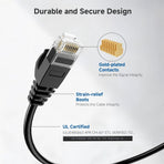 10Gbps Snagless Cat 6 Ethernet Cable - 25ft, Slim Profile Cat 6 Cable, Cat6 Cord, Thin Ethernet Cord, Black