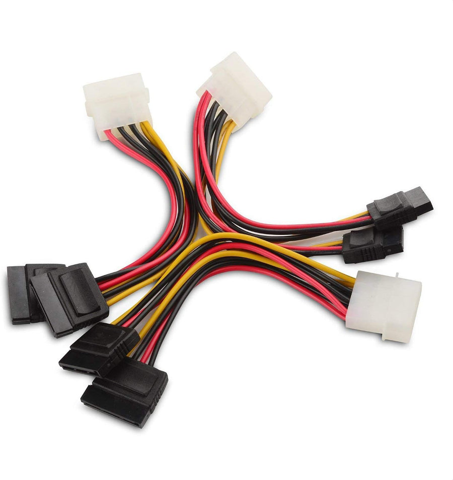 3-Pack 4 Pin Molex to Dual SATA Power Y-Cable Adapter- 6 Inches