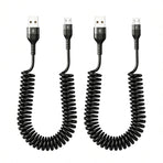 2-Pack Coiled Micro USB Cable (Coiled Micro USB to USB2.0) 1-3 Feet